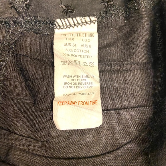 Pretty Little Thing Womens Black Broderie Anglaise Smock Dress Size UK 6 EUR 34 - Picture 6 of 16